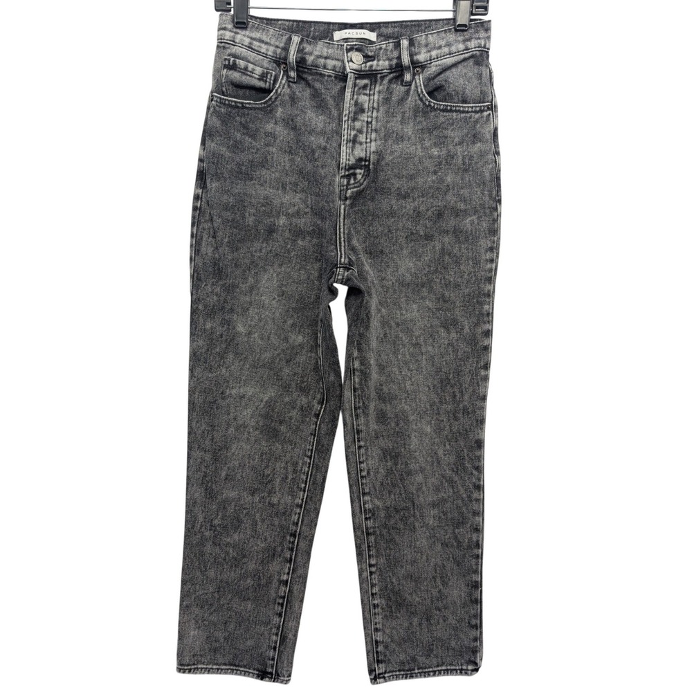 PacSun Mom Jeans Women 28 Black Acid Wash Button Fly High Rise Denim